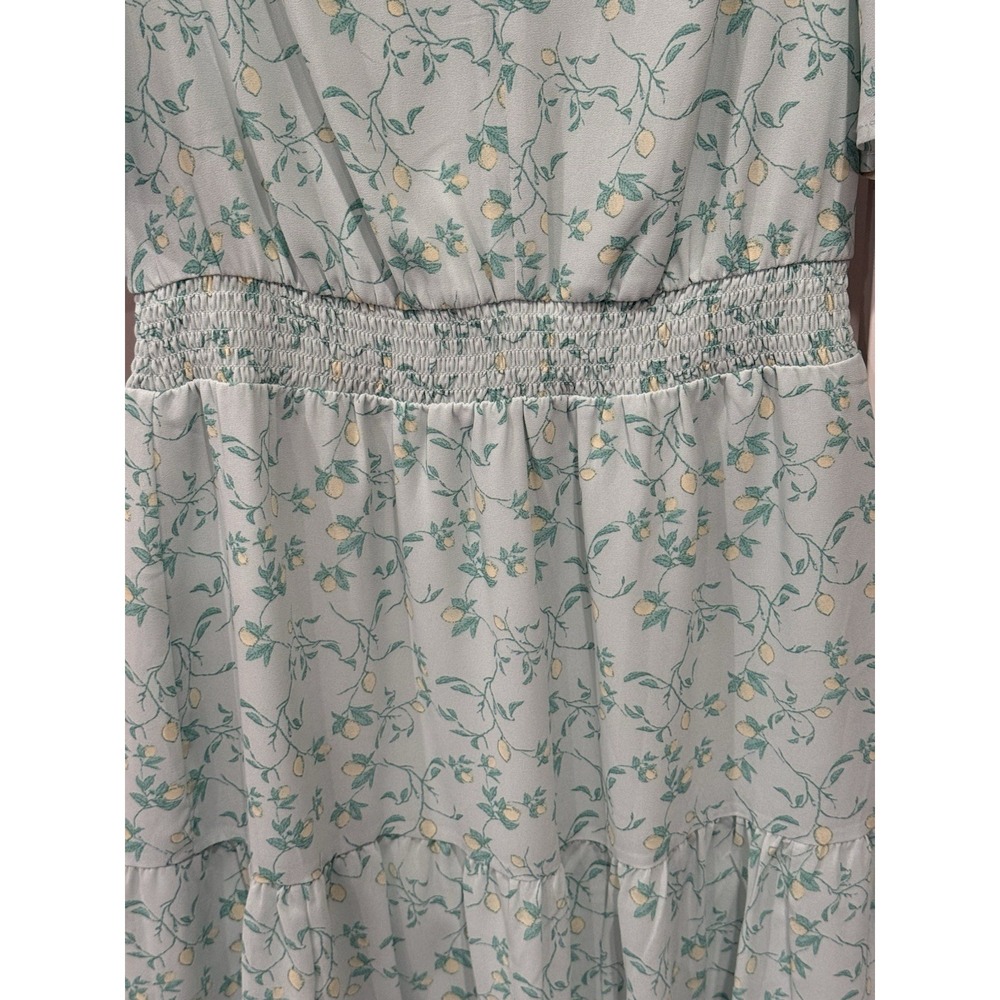 Berkley Jensen Chiffon Dress Lemon Floral Print Cottagecore Soft Girl M - Picture 2 of 7